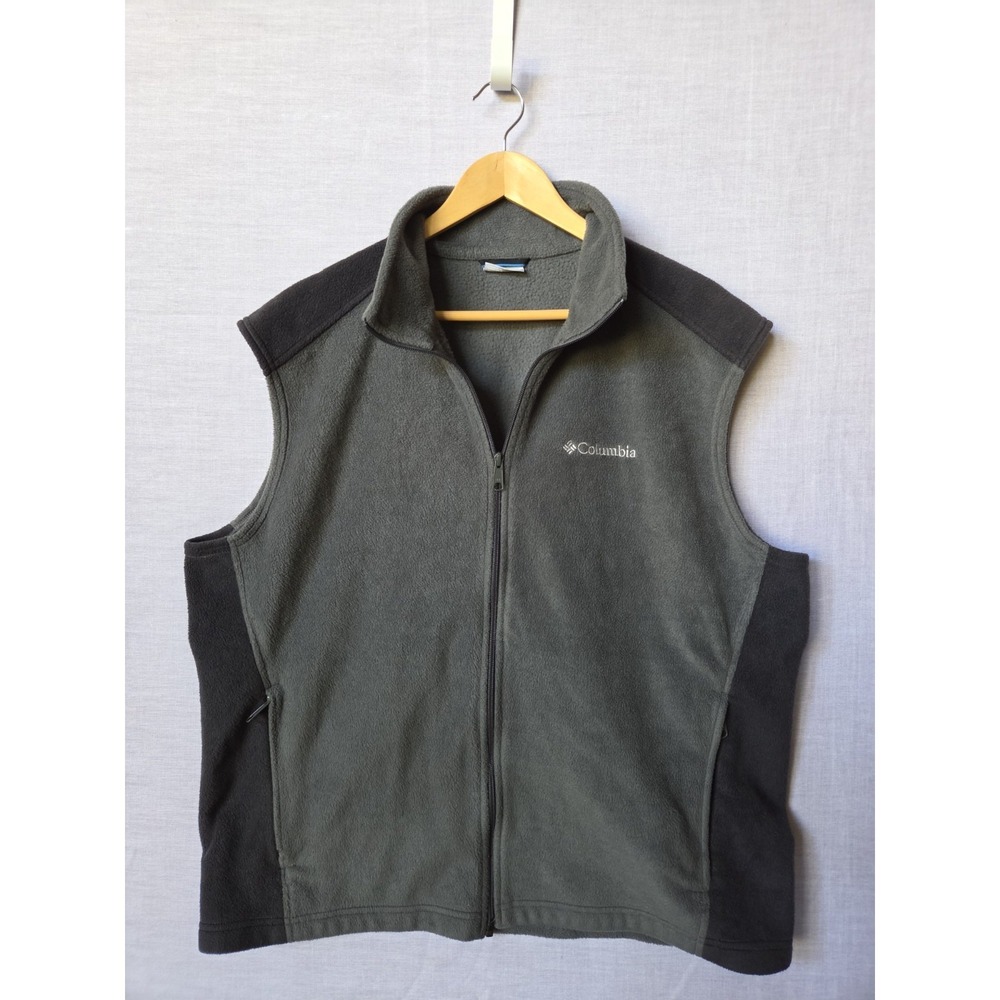 Columbia Vest Fleece Outdoor Gilet XL Vest Gray Dark Gray Mens Columbia